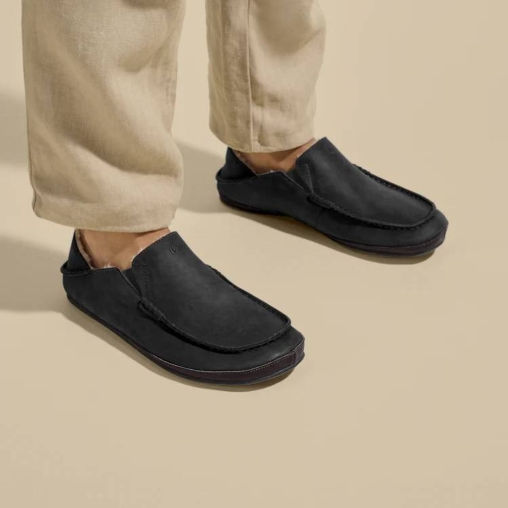 Olukai Moloa Black Leather Slip On Convertible Loafers Comfort Mens Size 9